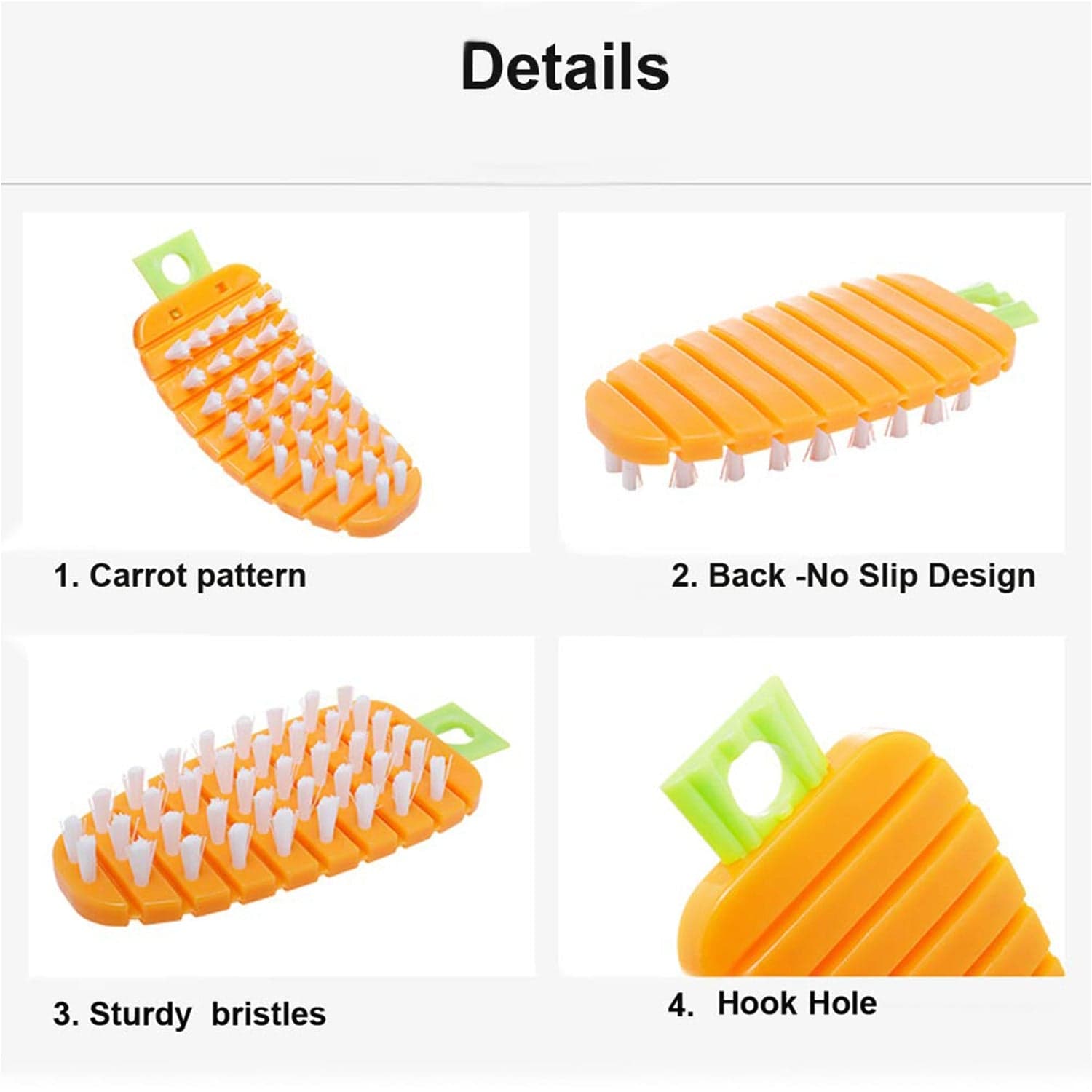 Vegetable Scrubbing Brush, Vegetable Scrubber Non for Toxic Fruit Brush Carrot Shape Vegetable Brush For Potato For Vegetable thumbnail 7