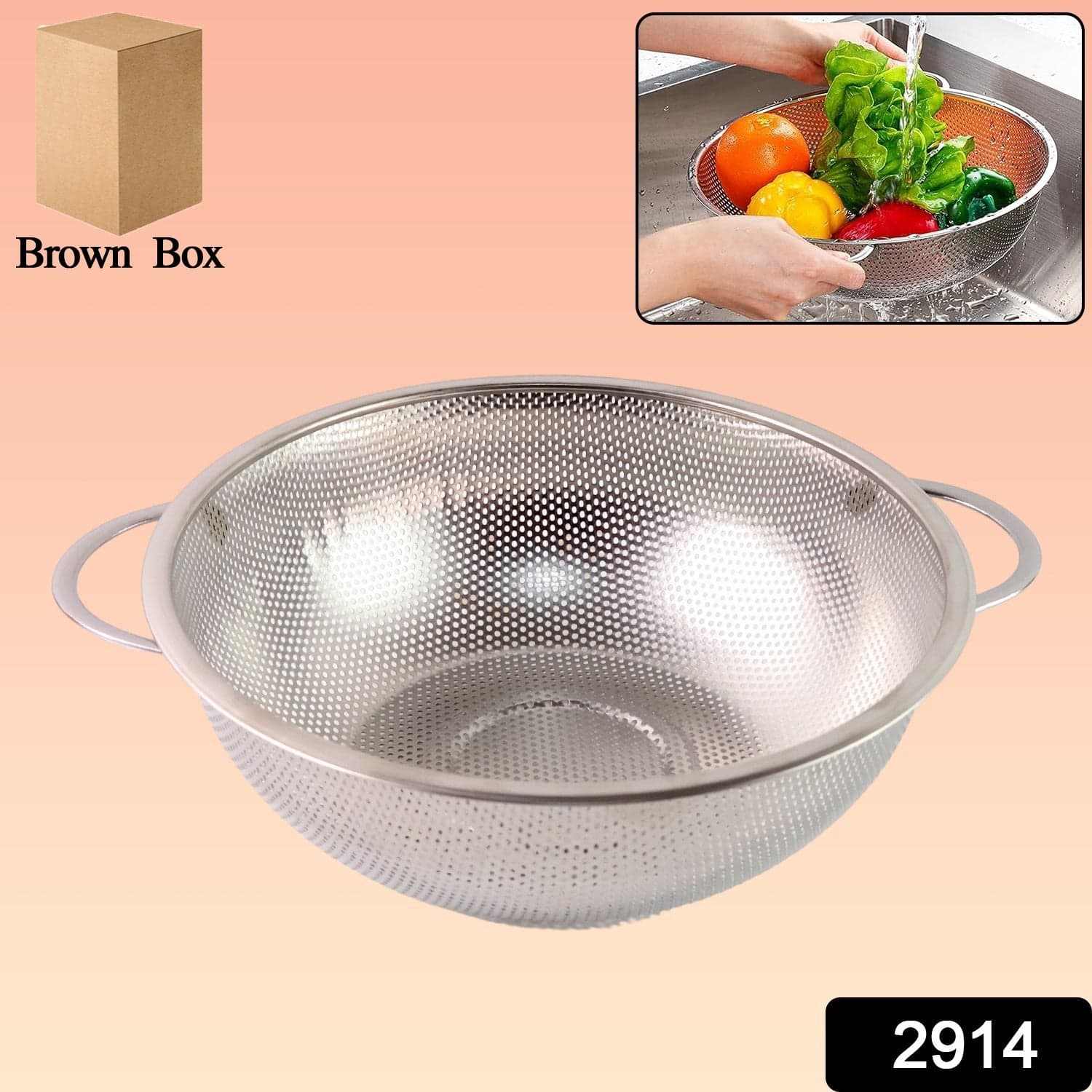 Stainless Steel Rice Vegetables Washing Bowl Strainer Collapsible Strainer. thumbnail 2