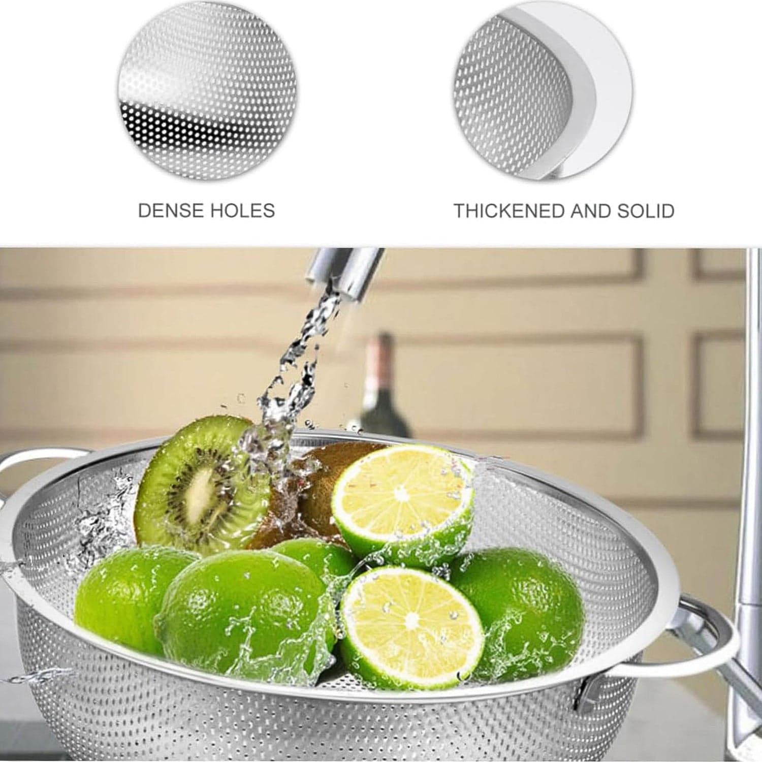Stainless Steel Rice Vegetables Washing Bowl Strainer Collapsible Strainer. thumbnail 7