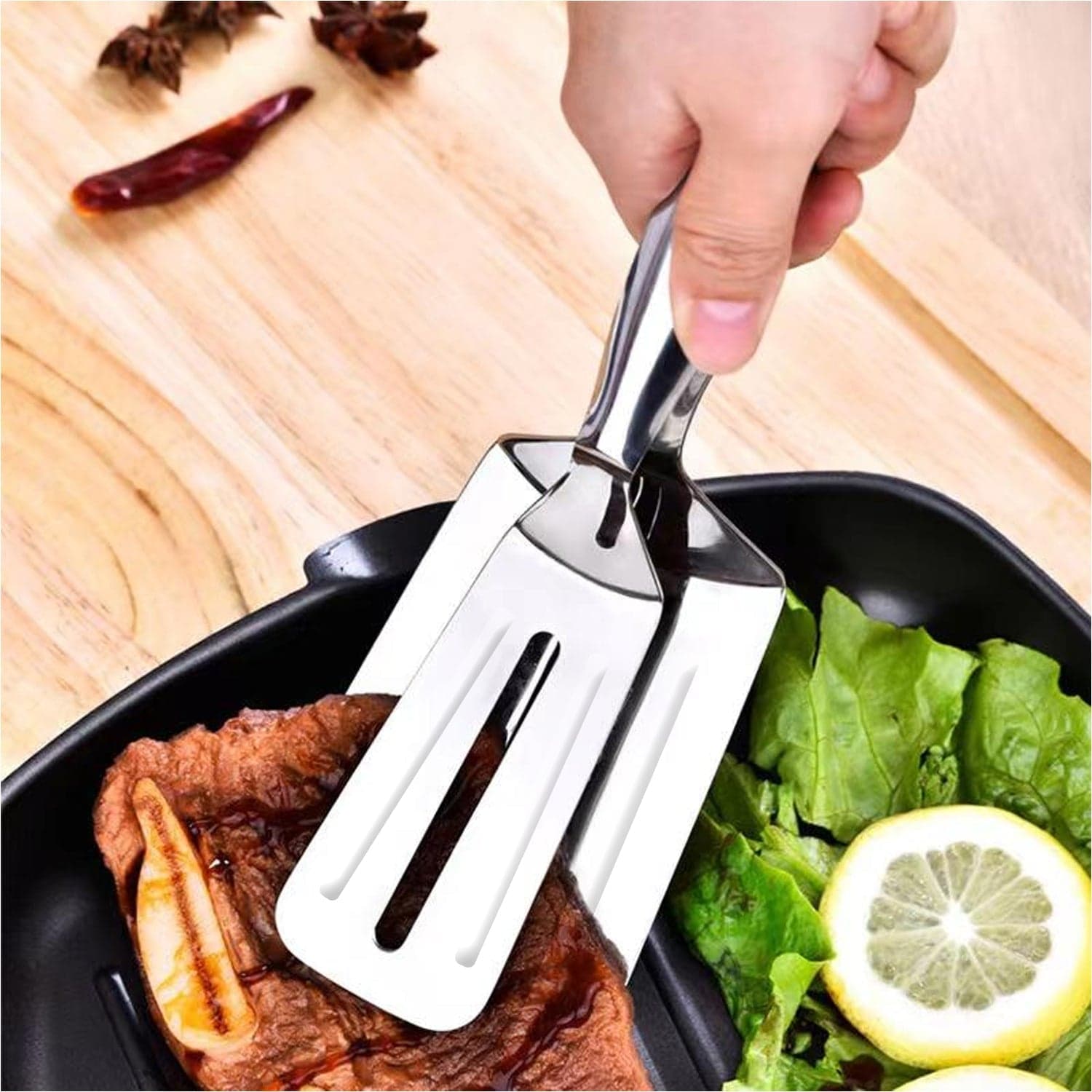 Multifunction Stainless Steel Cooking & BBQ Tongs thumbnail 1