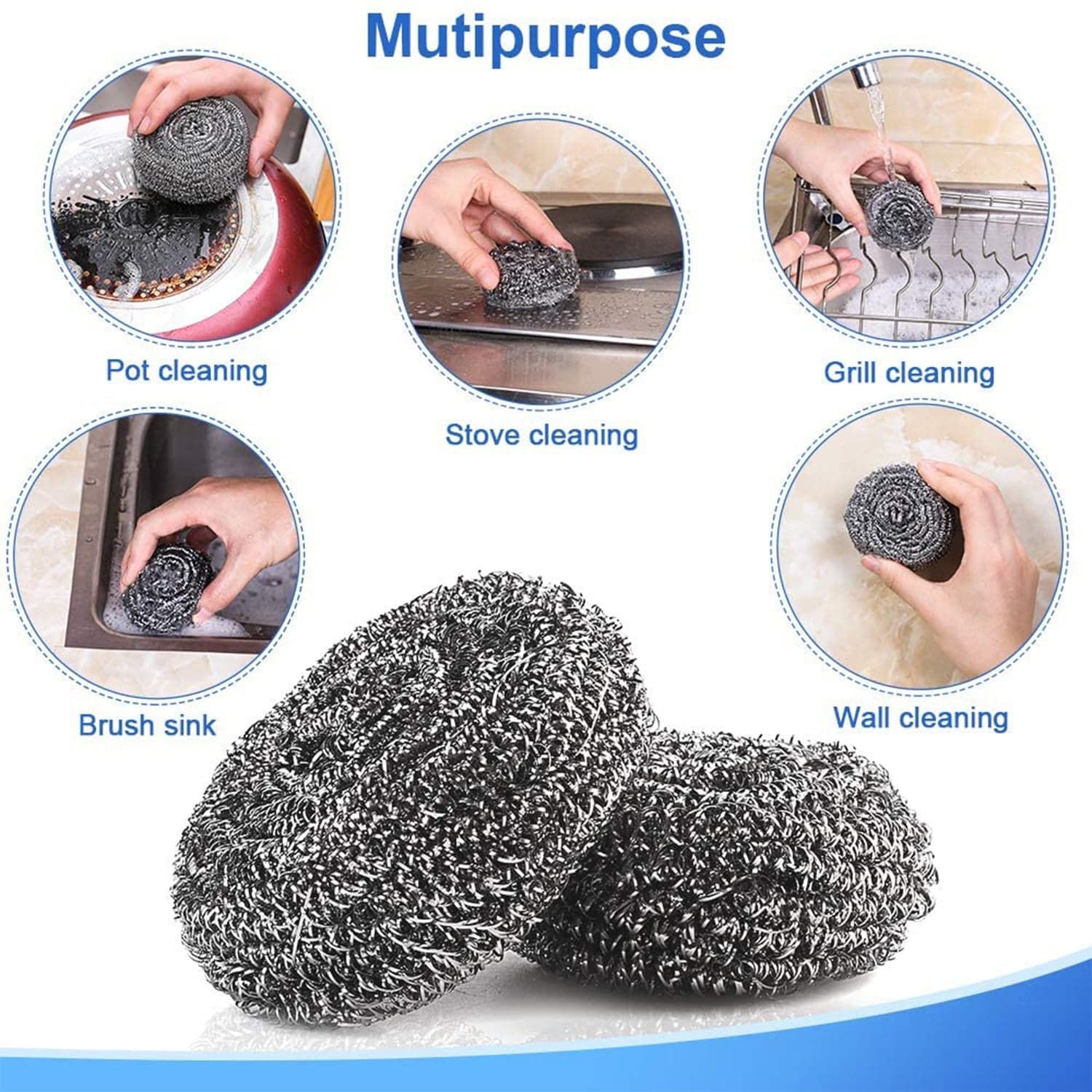 Stainless Steel Scrubber / Scourer (pack of 6pc) thumbnail 5