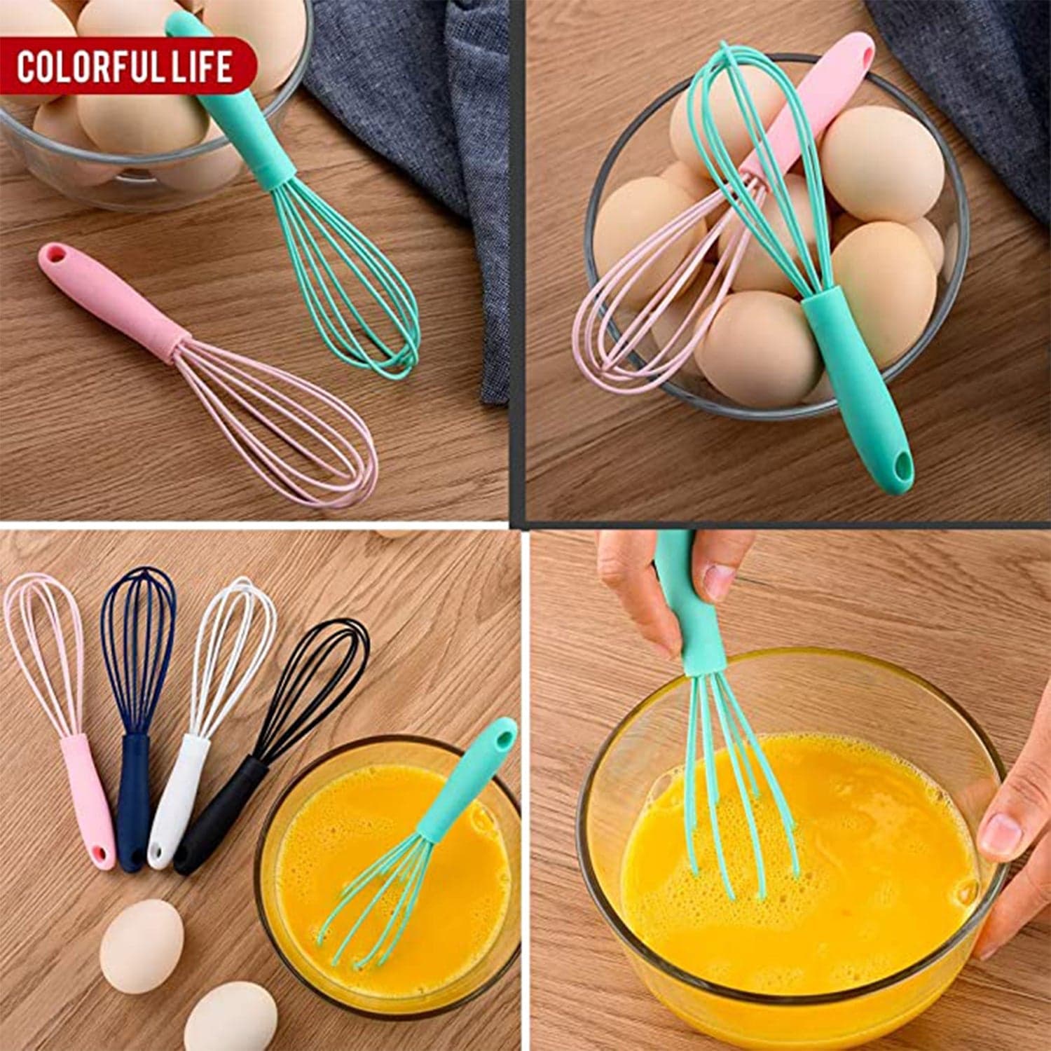 Manual Whisk Mixer Silicone Whisk, Cream Whisk, Flour Mixer, Rotary Egg Mixer, Kitchen Baking Tool. thumbnail 4