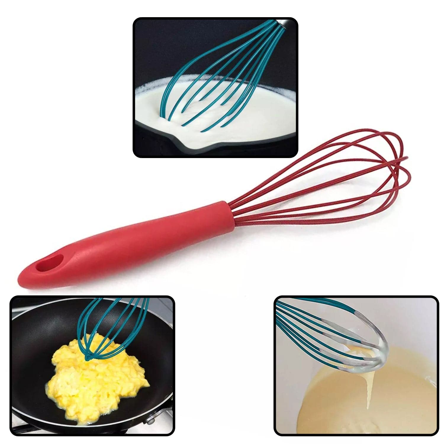 Manual Whisk Mixer Silicone Whisk, Cream Whisk, Flour Mixer, Rotary Egg Mixer, Kitchen Baking Tool. thumbnail 6