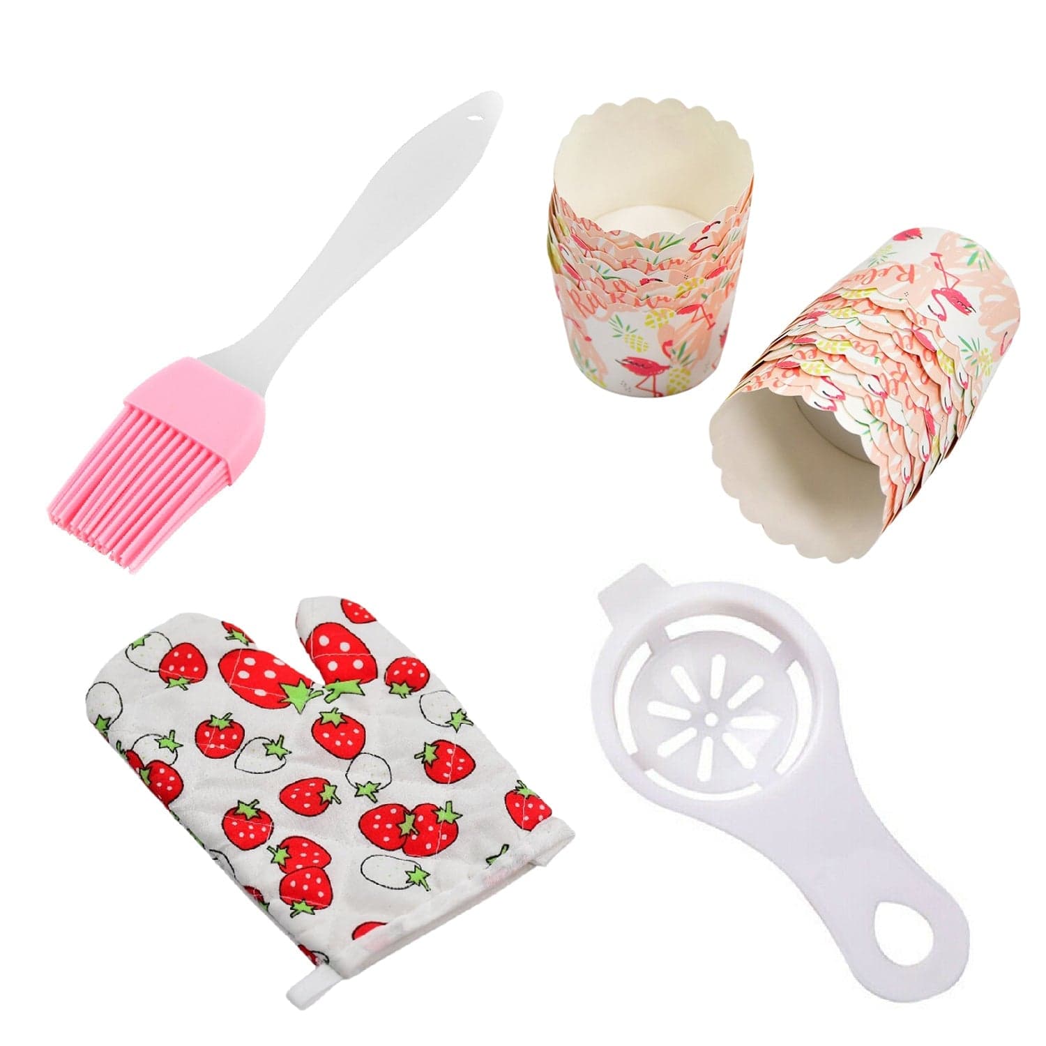 4pc kitchen tools 1pc spatula brush 1pc oven glove 1pc egg yolk separator and paper cup set of 25pcs thumbnail 4