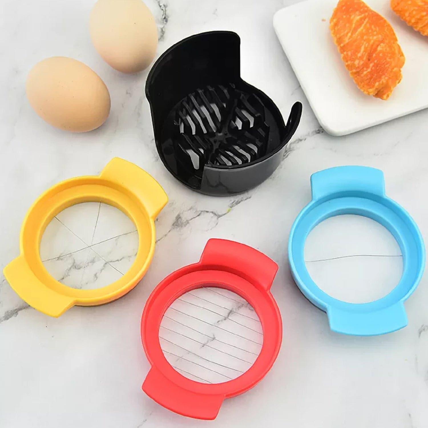 Multifunctional 3-in-1 Egg Cutter - Stainless Steel Slicing Tool with Durable Wires thumbnail 1