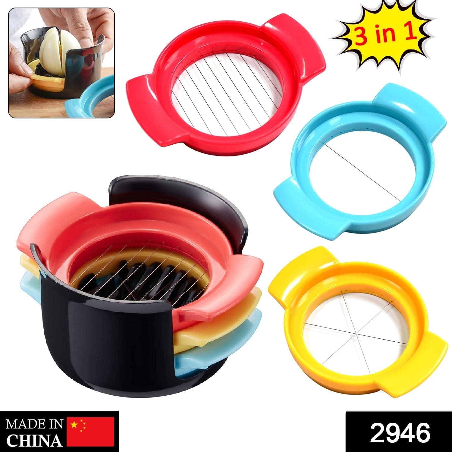 Multifunctional 3-in-1 Egg Cutter - Stainless Steel Slicing Tool with Durable Wires thumbnail 2