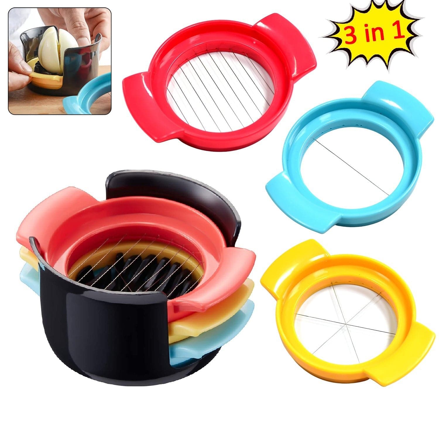 Multifunctional 3-in-1 Egg Cutter - Stainless Steel Slicing Tool with Durable Wires thumbnail 3