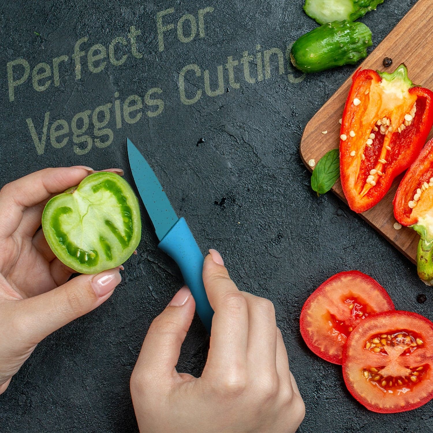 Colorful Chef Knife Set for Cutting (6 Pc, Non-Stick Steel) thumbnail 8