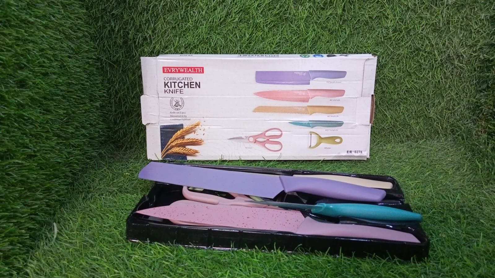 Colorful Chef Knife Set for Cutting (6 Pc, Non-Stick Steel) thumbnail 9