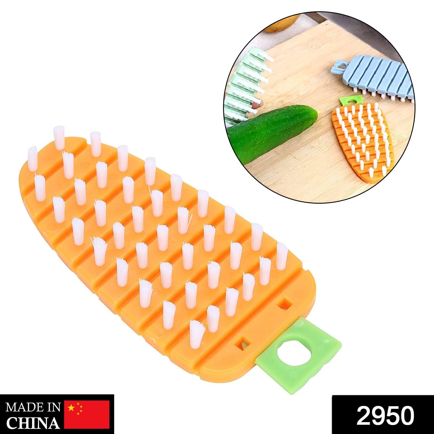 Carrot-Shaped Non-Toxic Vegetable Scrubbing Brush for Fruits & Veggies thumbnail 2