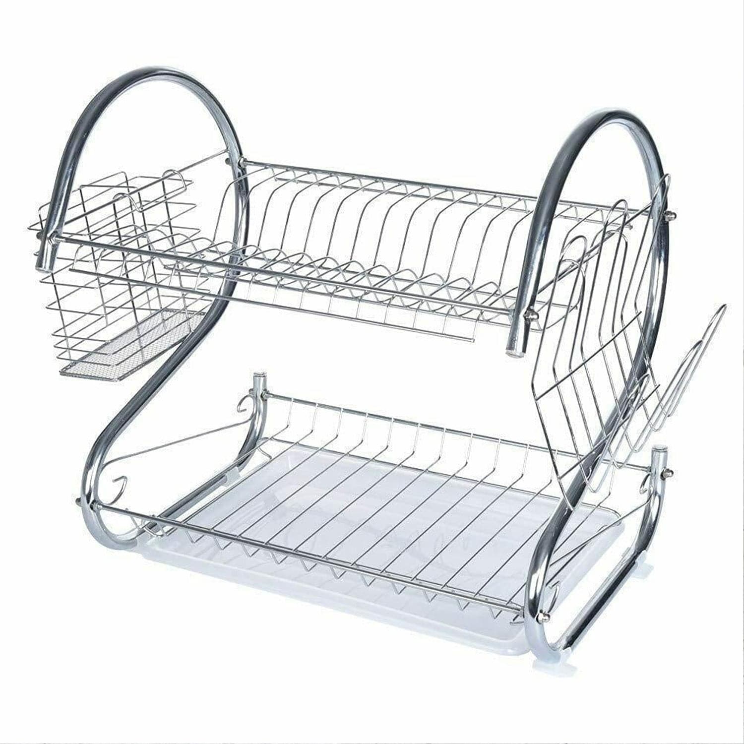 Stainless Steel 2 Layer Kitchen Dish Rack / Plate Cutlery Stand thumbnail 4