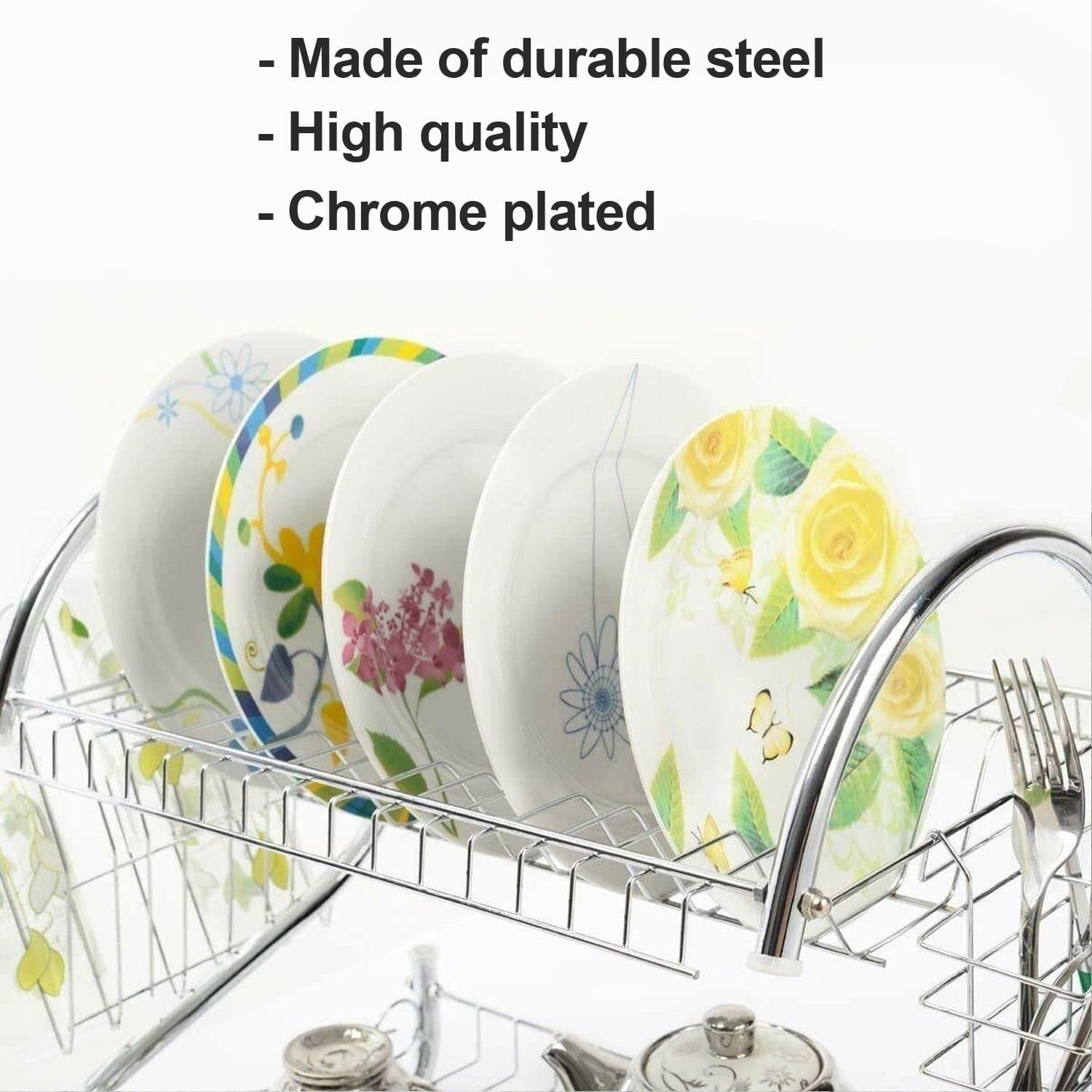 Stainless Steel 2 Layer Kitchen Dish Rack / Plate Cutlery Stand thumbnail 8