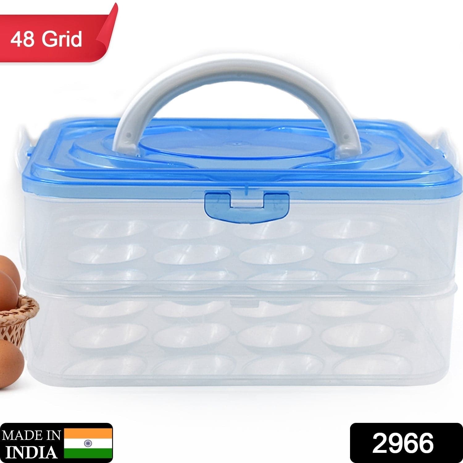 Double Layer Premium 48 Grid Egg Storage Box for Egg Storage Container thumbnail 2