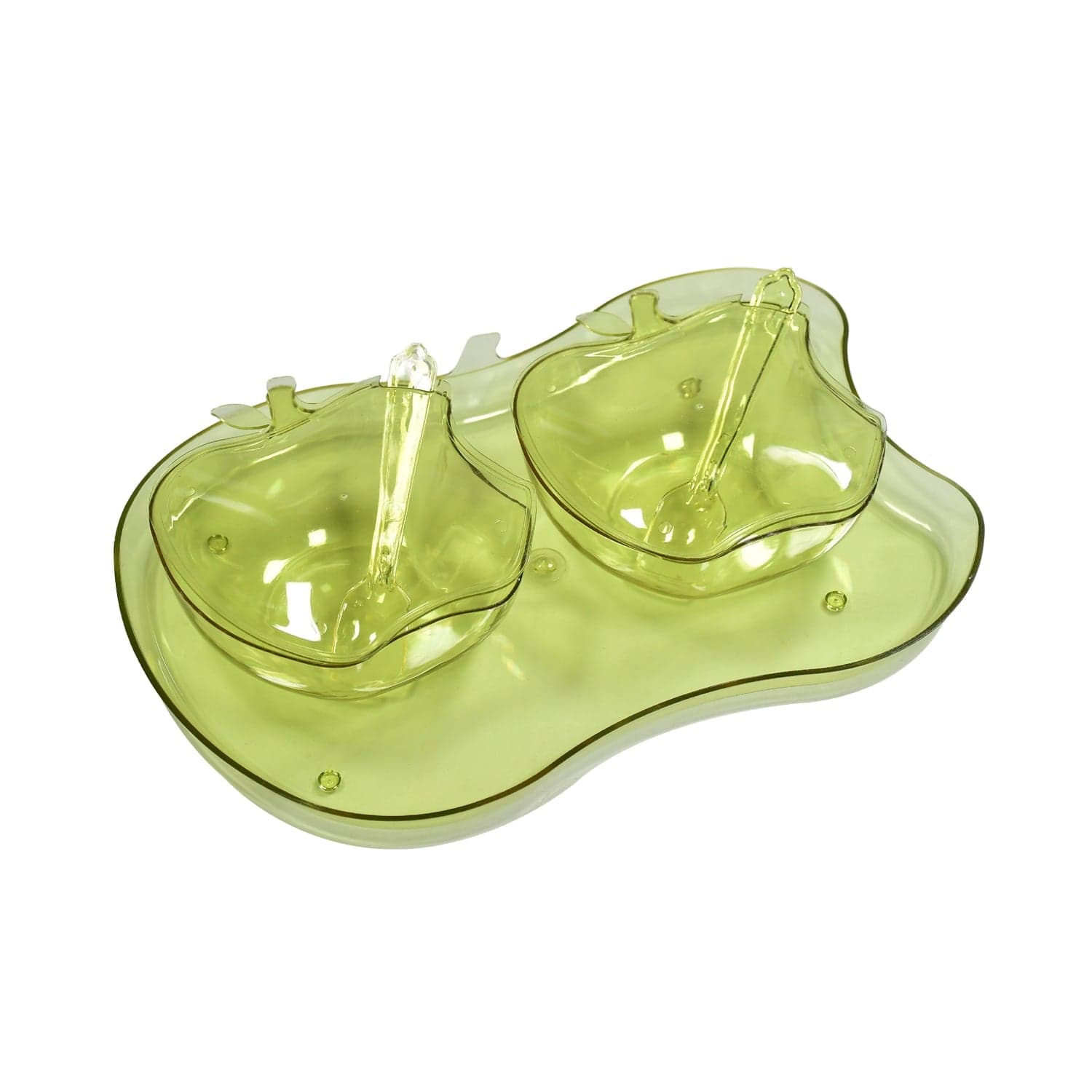 Apple Shape 2Piece Serving Set of Bowl with Spoon & Tray. Dinnerware Serving Snacks & Pickle thumbnail 1