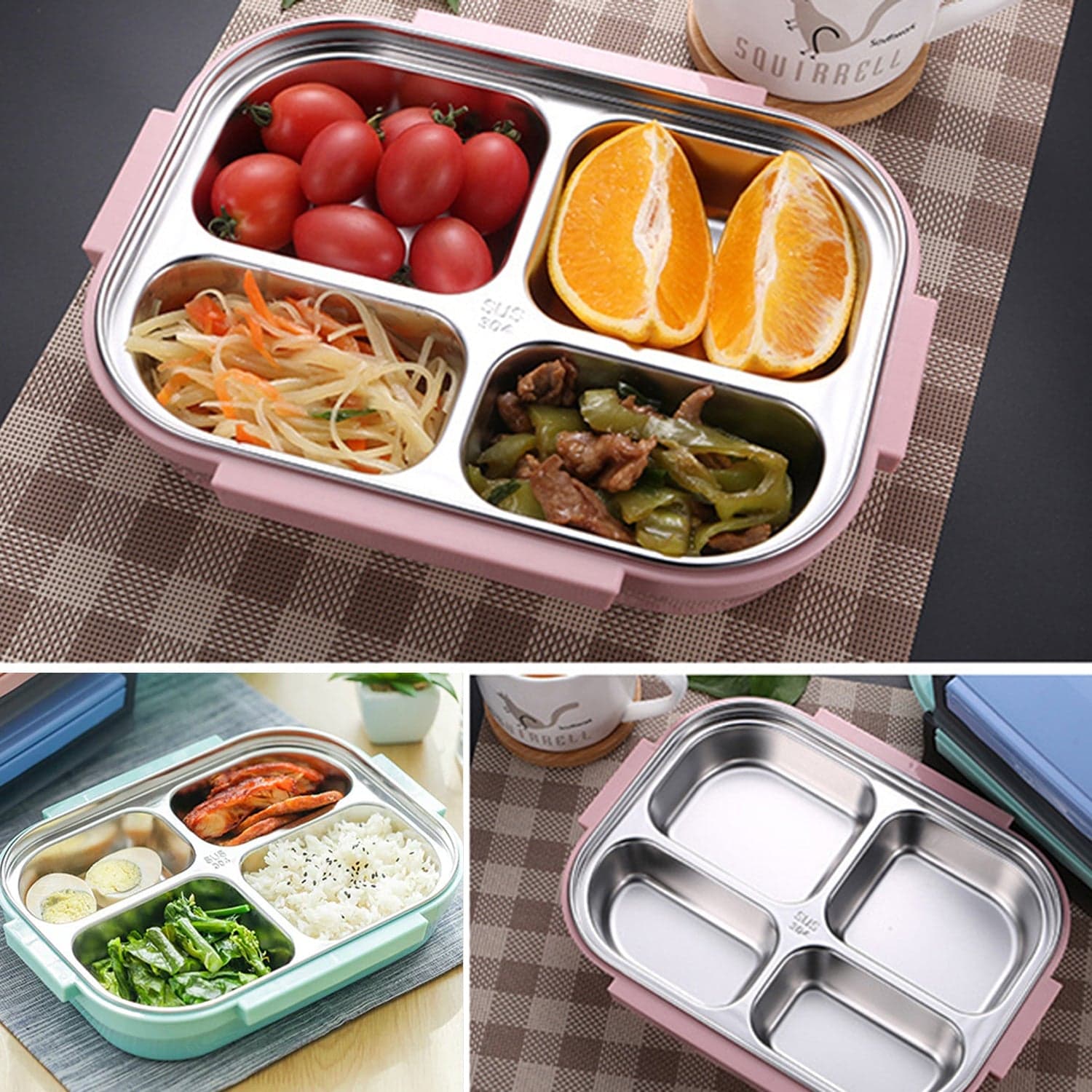 Black Transparent 4 Compartment Lunch Box For Kids And Adults ID-2979 thumbnail 3
