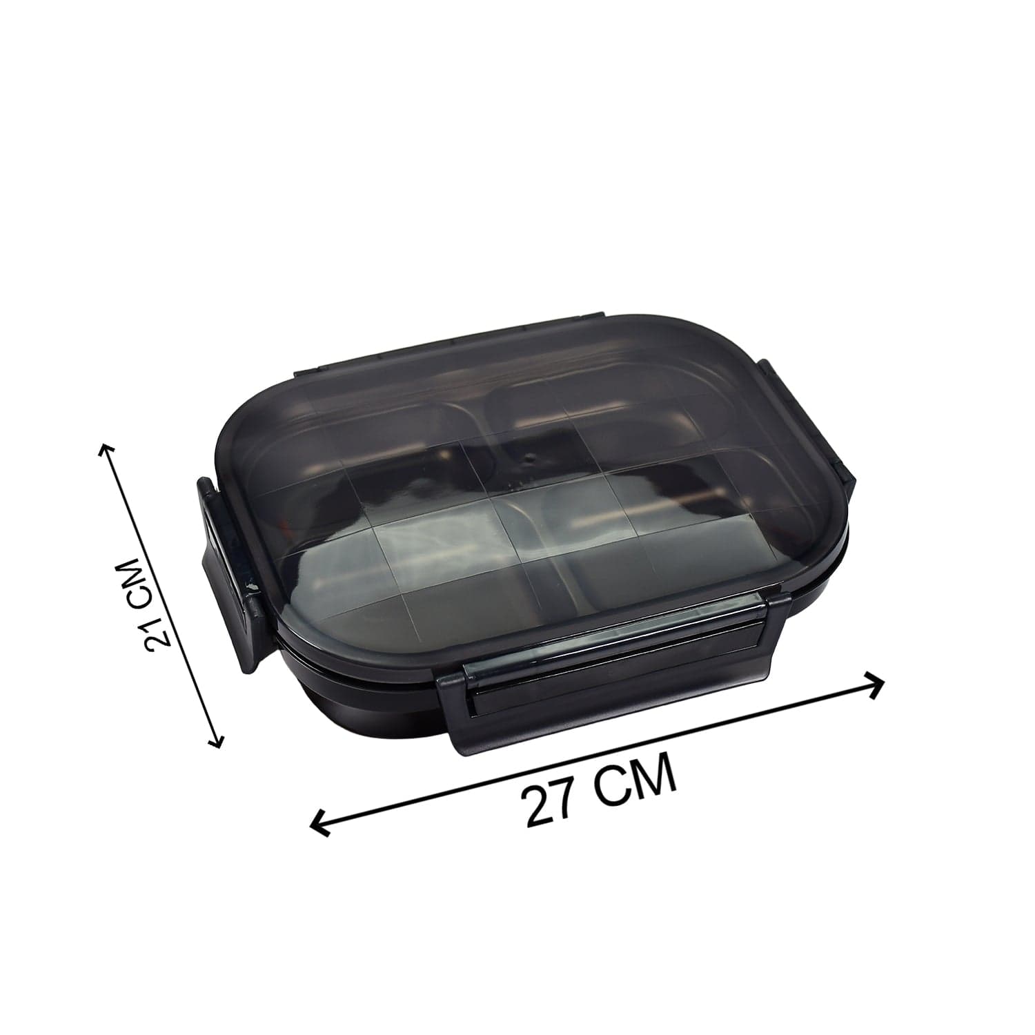 Black Transparent 4 Compartment Lunch Box For Kids And Adults ID-2979 thumbnail 5