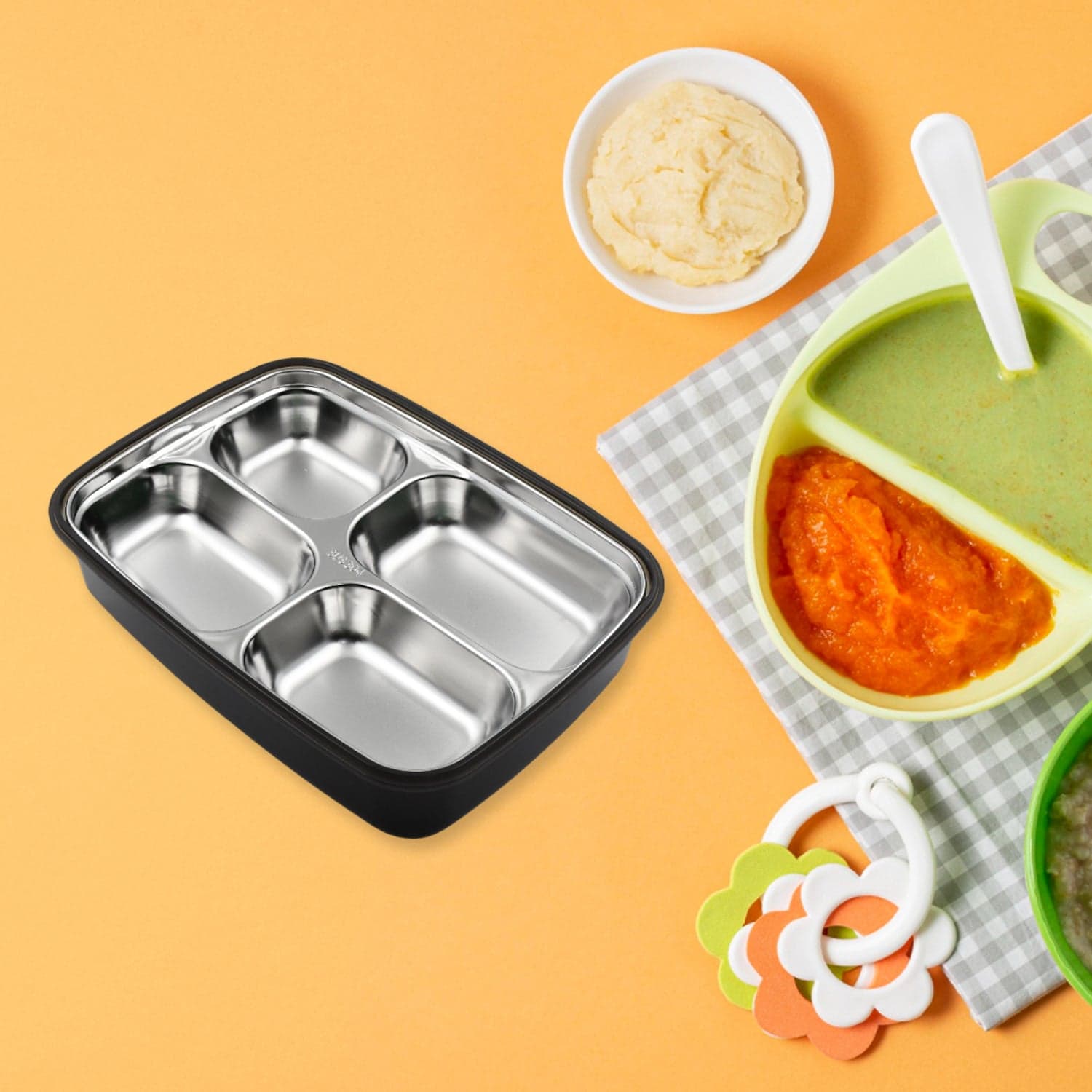 Black Transparent 4 Compartment Lunch Box For Kids And Adults ID-2979a thumbnail 2