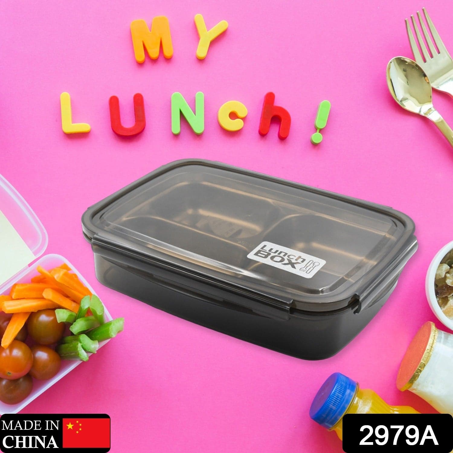 Black Transparent 4 Compartment Lunch Box For Kids And Adults ID-2979a thumbnail 4