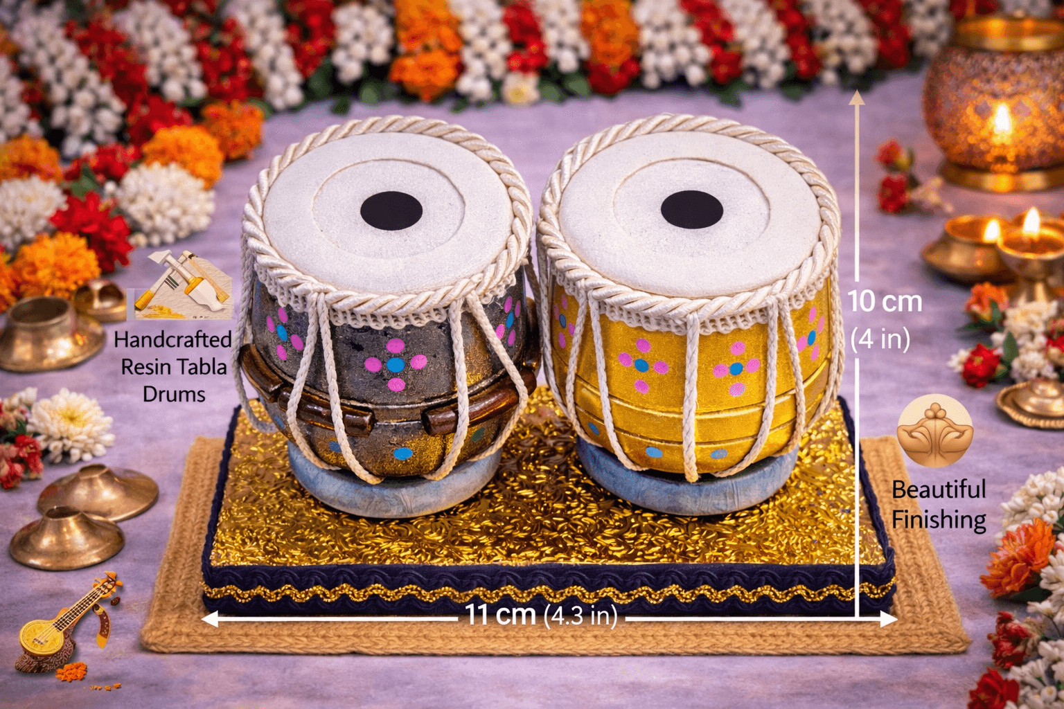 Handcrafted Miniature Tabla Set Showpiece thumbnail 3