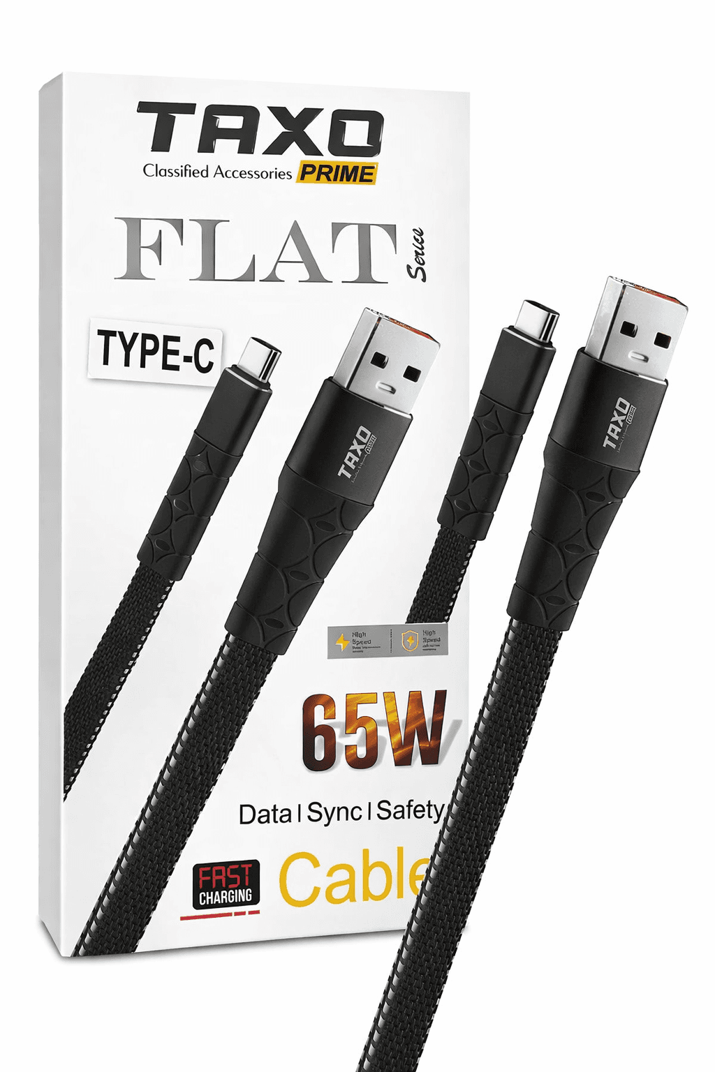 TAXO Prime Flat Series USB Type-C Data Cable | 65W Fast Charging & High-Speed Data Sync thumbnail 3