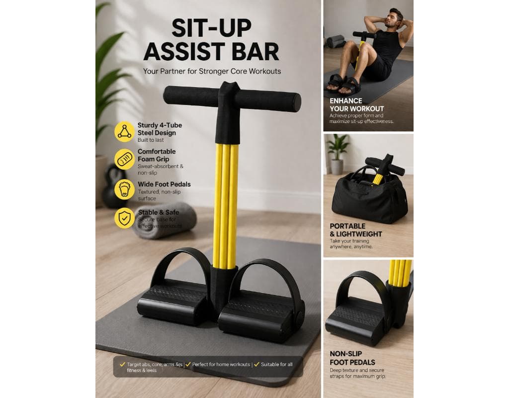 Portable Pedal Resistance Exerciser With Handle | Home Fitness Puller Bands thumbnail 3