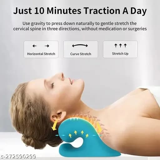 Blue Curved Cervical Neck Stretcher and Relaxer with Raised Massage Points thumbnail 3