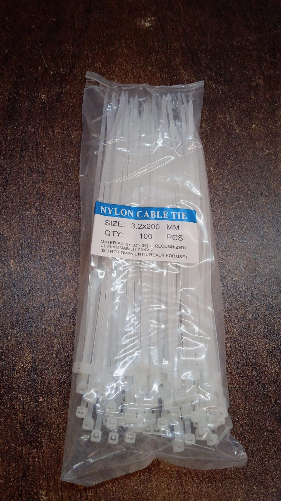 3.2X200 Mm Nylon Self Locking Cable Ties, Heavy Duty Strong Zip Wire Tie. Pack Of 100 - Black. thumbnail 7