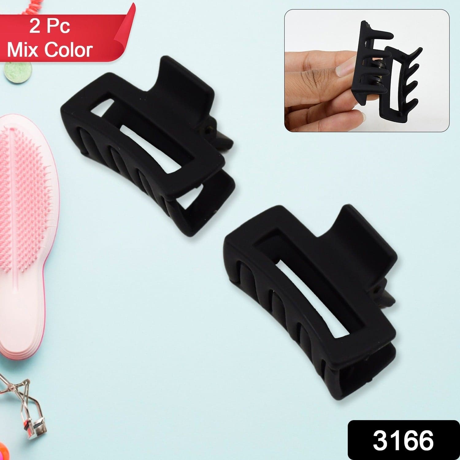 Matt Mini Hair Claw (2 Pc / Mix Colors), Hair accessories thumbnail 2