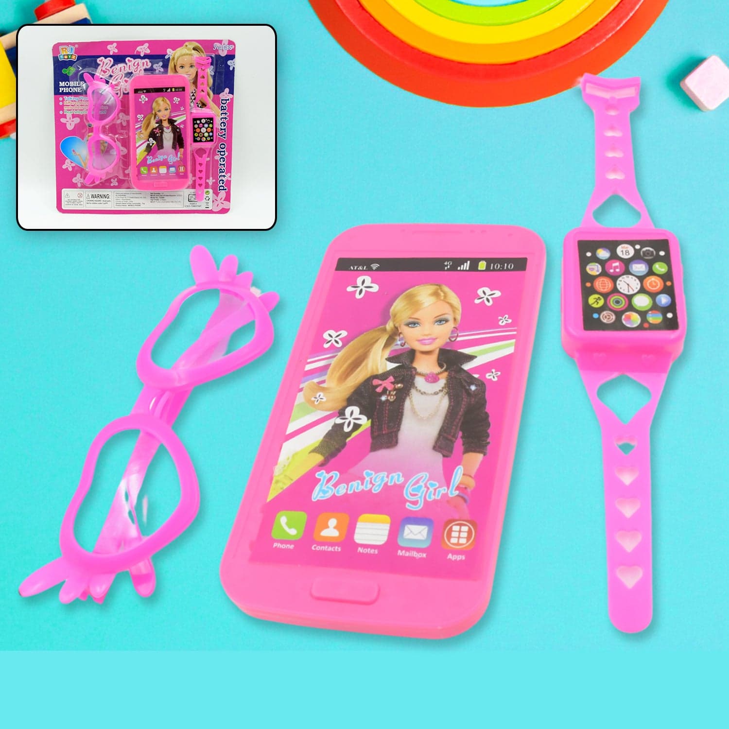 Barbiee Musical Phone, Watch & Glasses Set For Girls Of Abs Calling Toy (3-Piece, Battery Not Included) thumbnail 1
