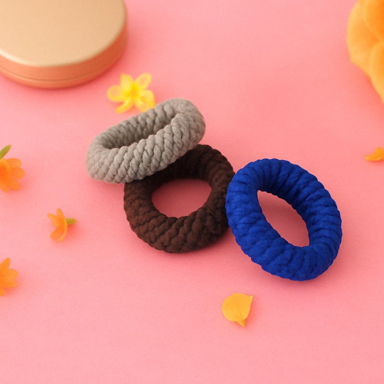 Tyre Shape Hair Rubber Bands Pack of 3 (Multicolour), Hair accessories thumbnail 1