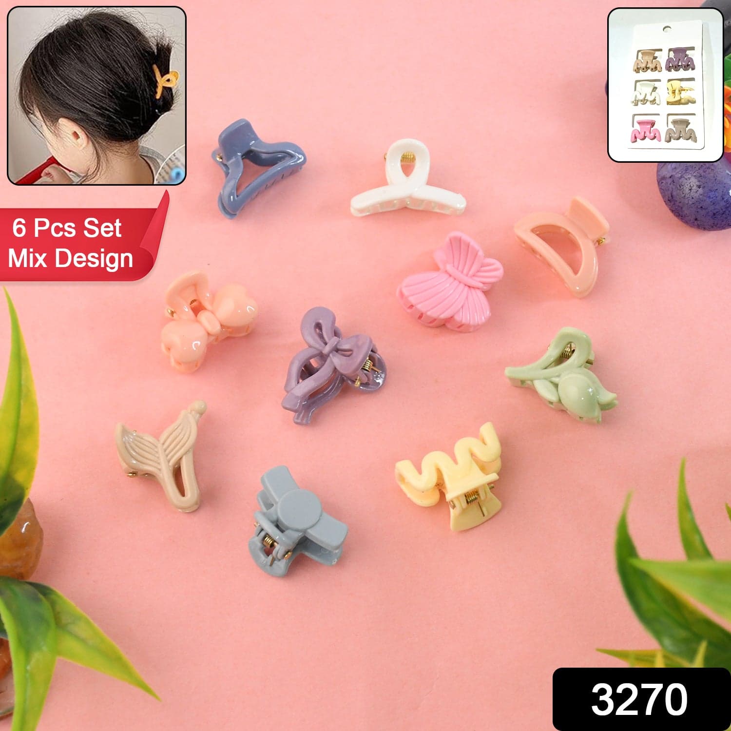 Hair Clips for Girls Kids Hair Accessories (6 Pcs Set), Hair accessories (Mix Design) thumbnail 2