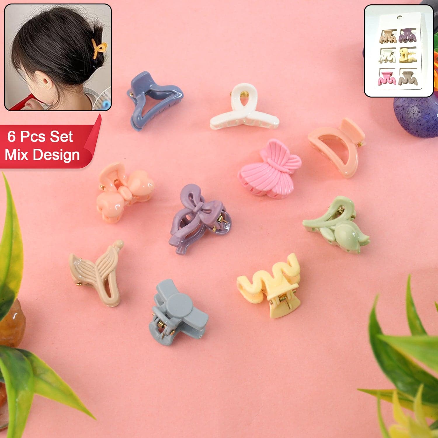 Hair Clips for Girls Kids Hair Accessories (6 Pcs Set), Hair accessories (Mix Design) thumbnail 6