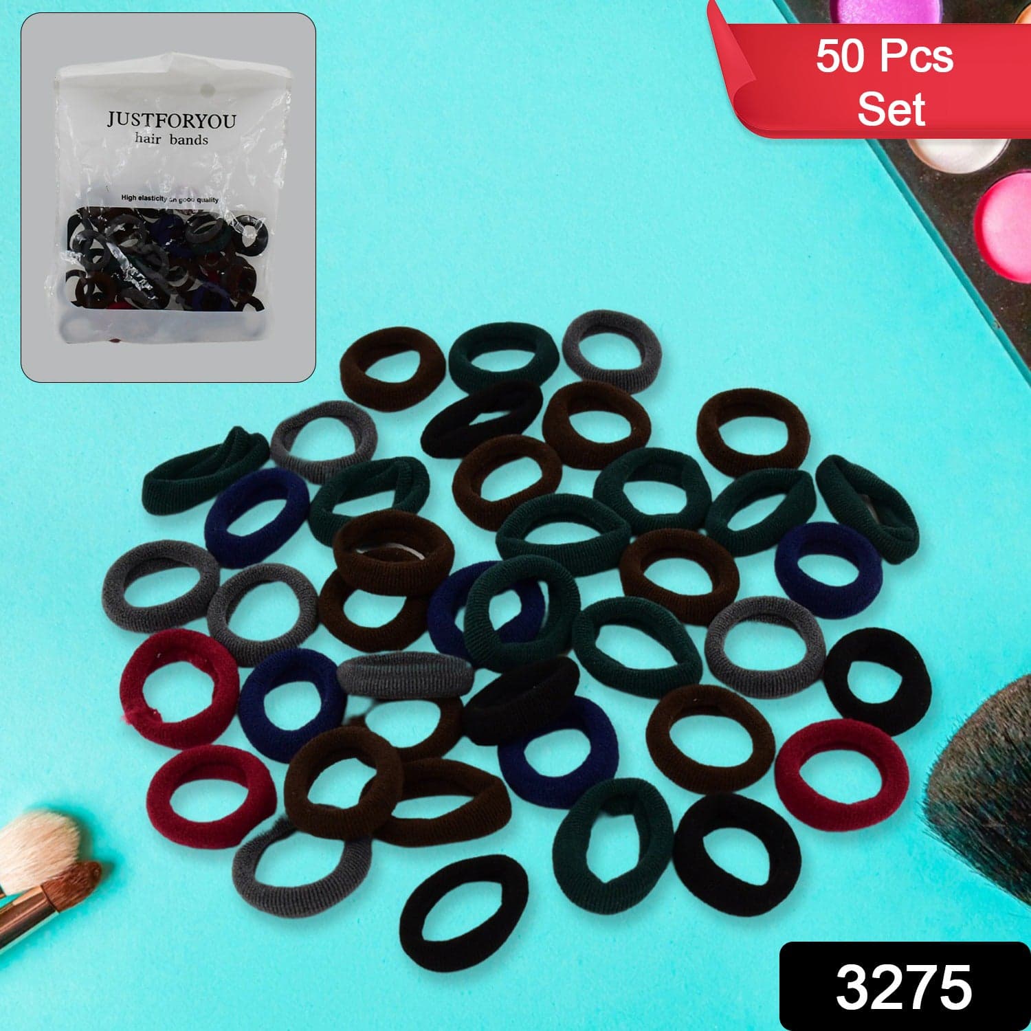 Small Ponytail Holder Bands For Hair Rubber Bands (Pack Of 50 / Multicolour) thumbnail 2