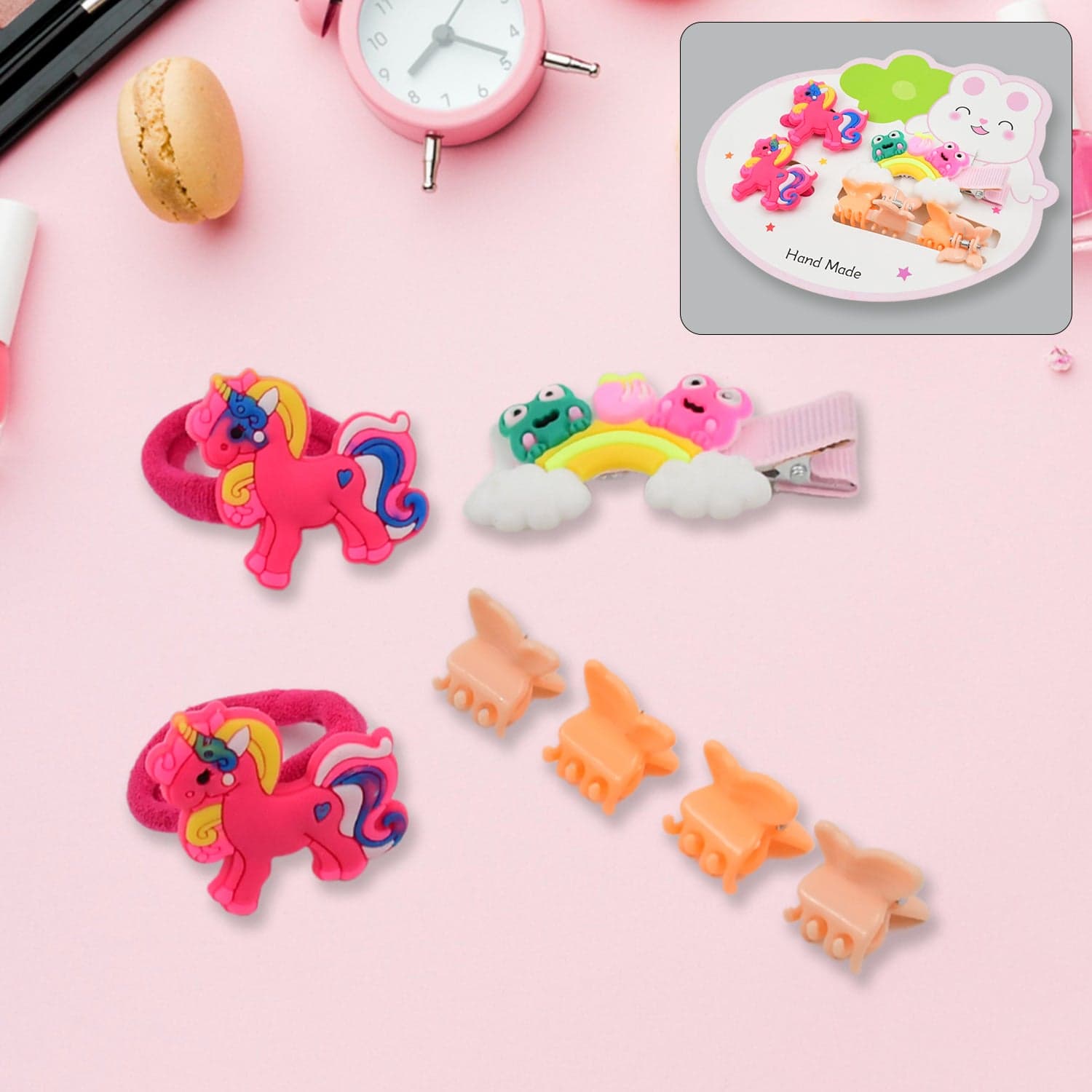 Cute Cartoon Plush Hairpin Set (7 Pcs Set / Mix Colour), Hair accessories thumbnail 1