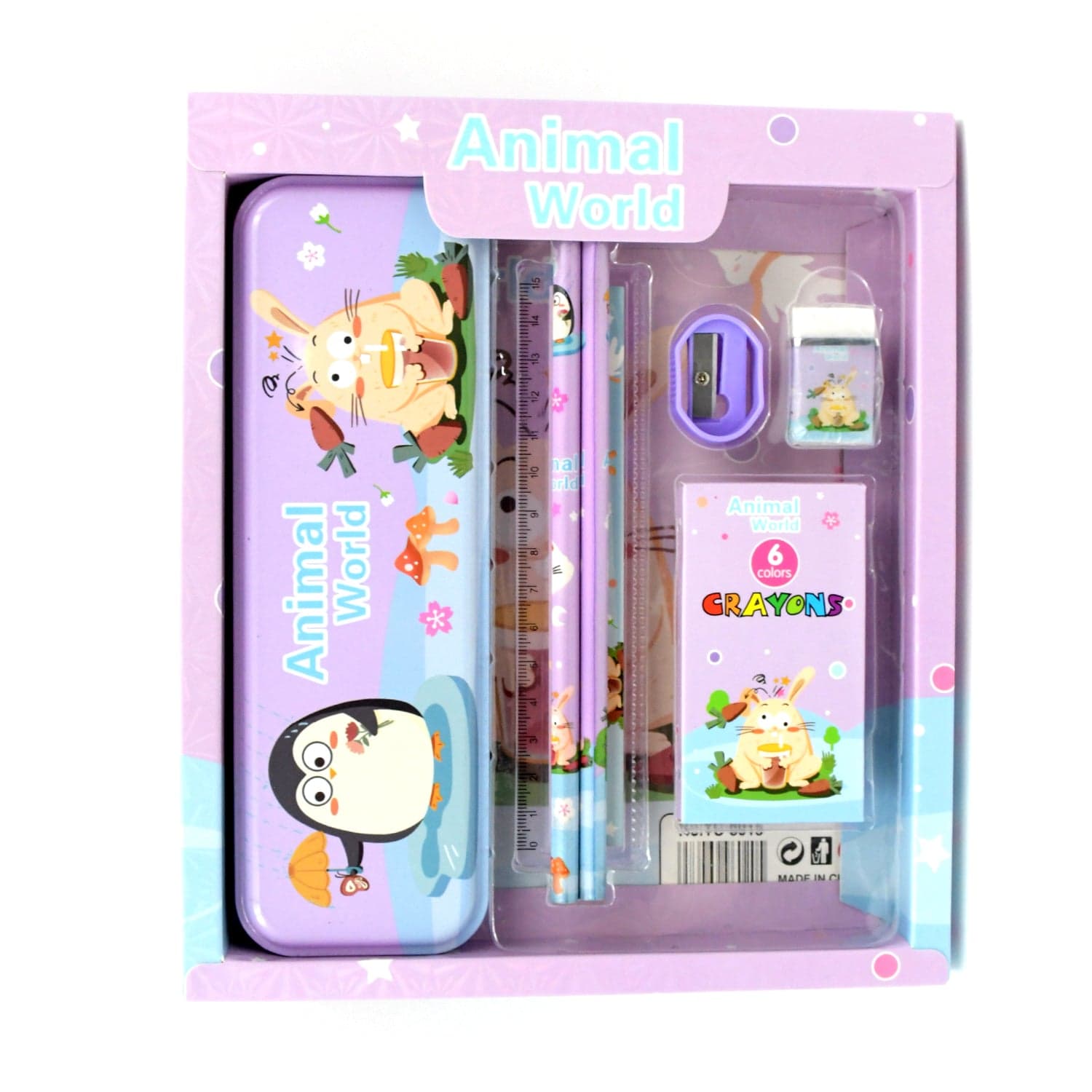 Stationery Kit for Kids - Metal Pencil Box, Sharpener, Pencil & Eraser (12 Pc Set) thumbnail 6