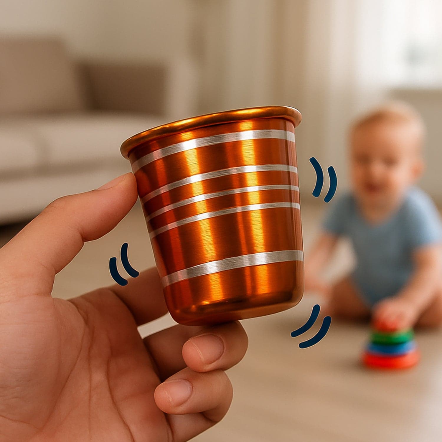 Stainless Steel Glass With Bell Sound For Kids Boys And Girls Glass Set Water/Juice Glass thumbnail 1
