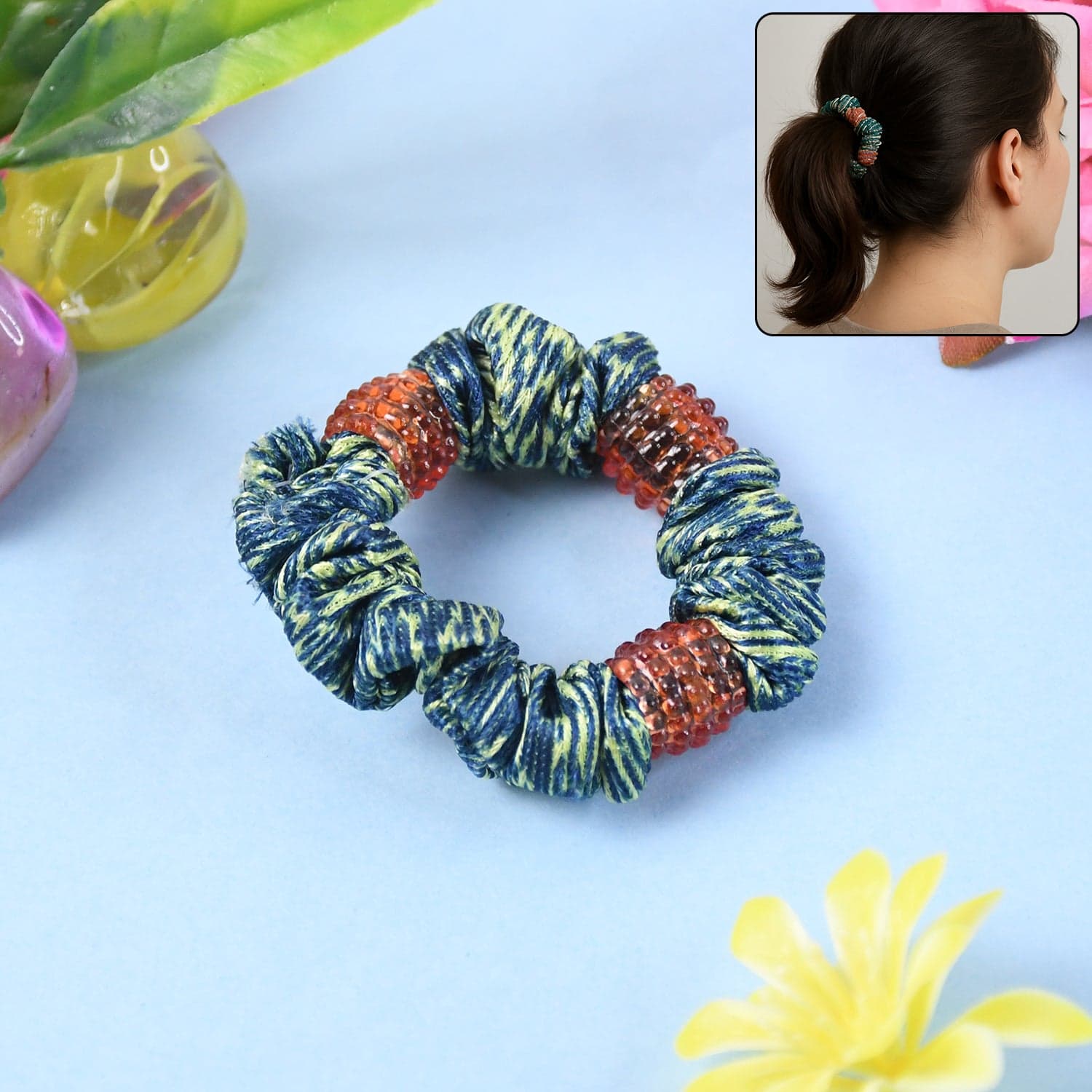 Small Hair Rubber Bands (Pack of 1 / Multicolour / Design), Hair accessories thumbnail 1
