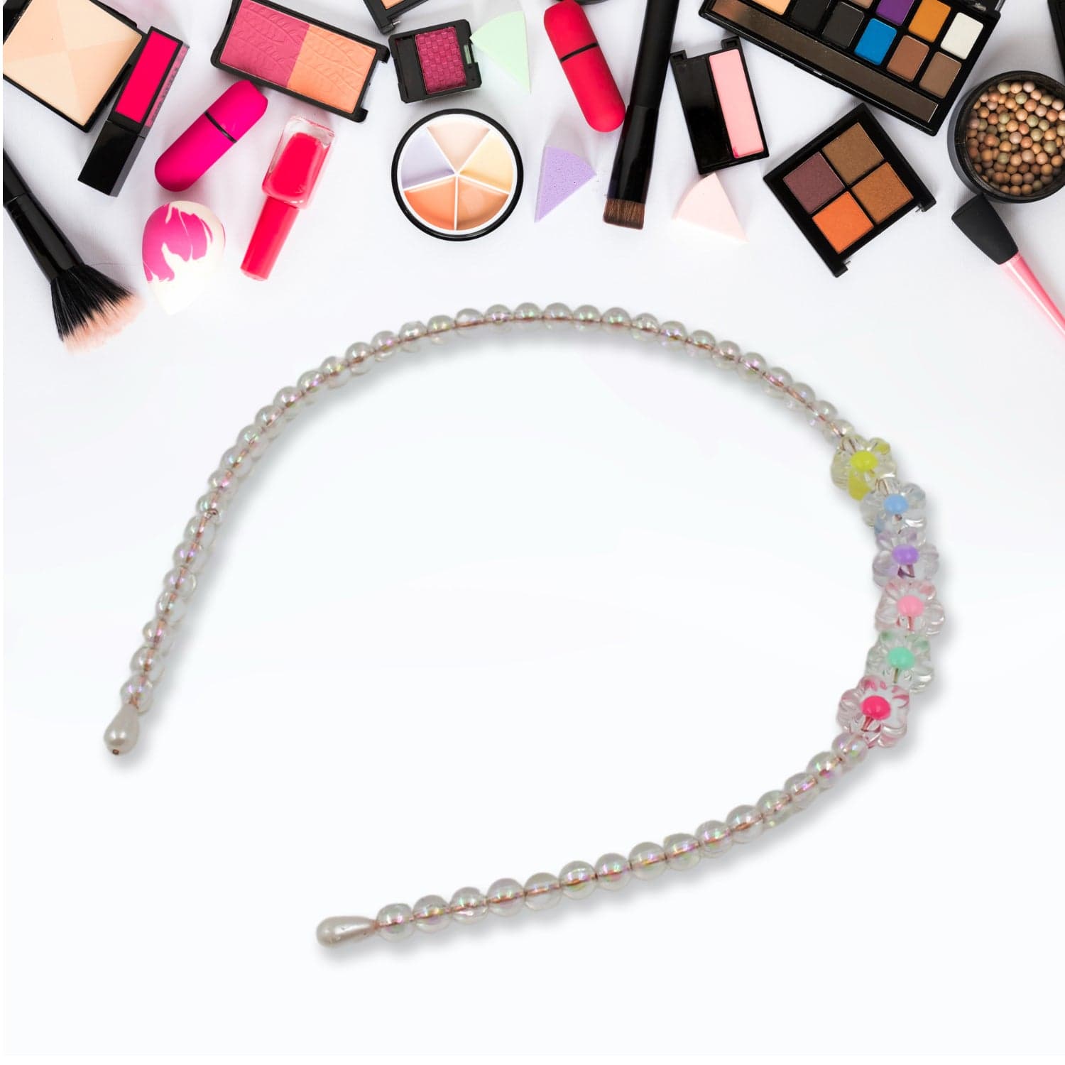 Hair Accessories Metal Handmade Colorful Beads With Pearls Fancy Party Hairband (1 Pc / Mix Design) thumbnail 3