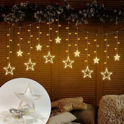 12 Stars Led Curtain String Lights With 8 Flashing Modes For Home Decoration ID-3385