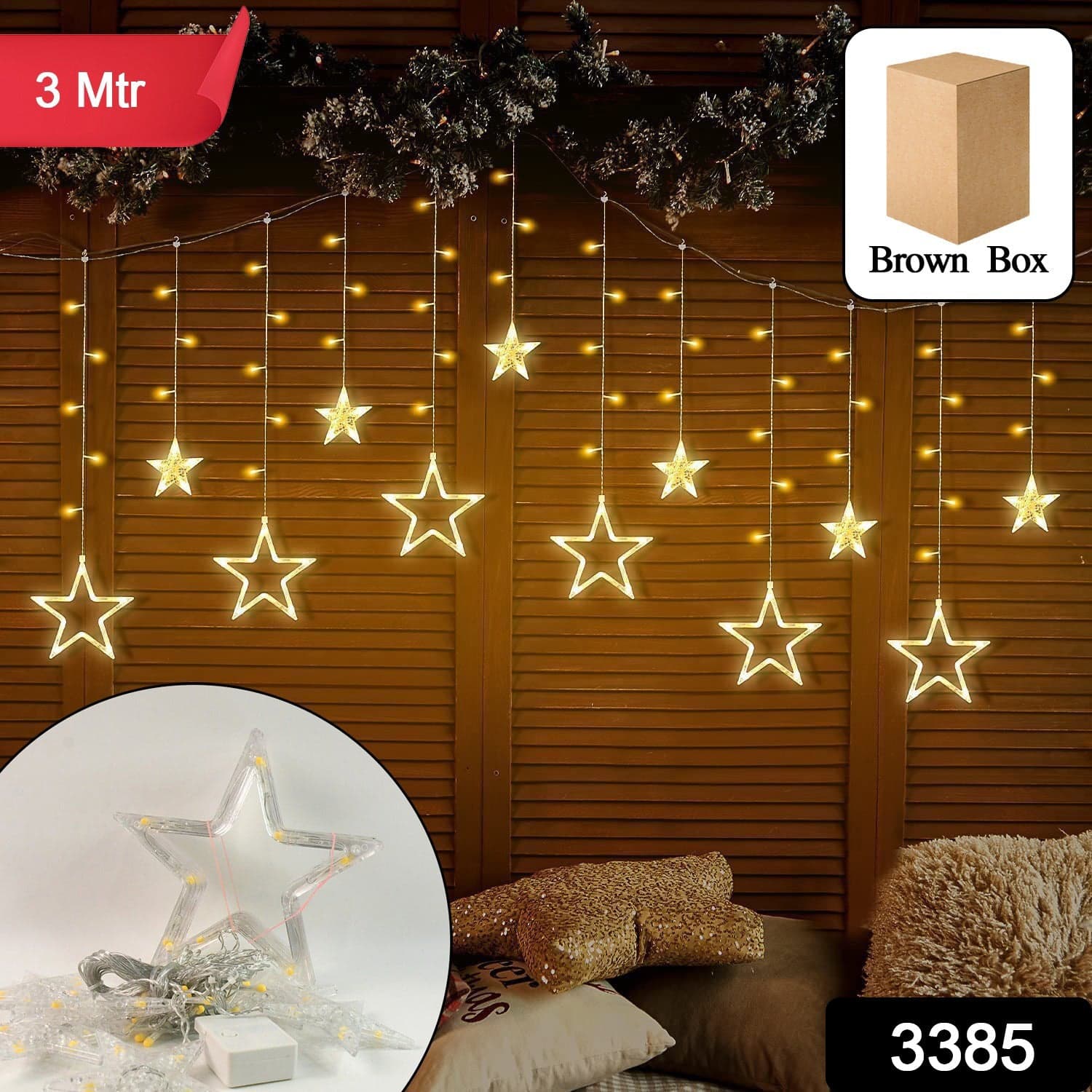 12 Stars Led Curtain String Lights With 8 Flashing Modes For Home Decoration ID-3385 thumbnail 2