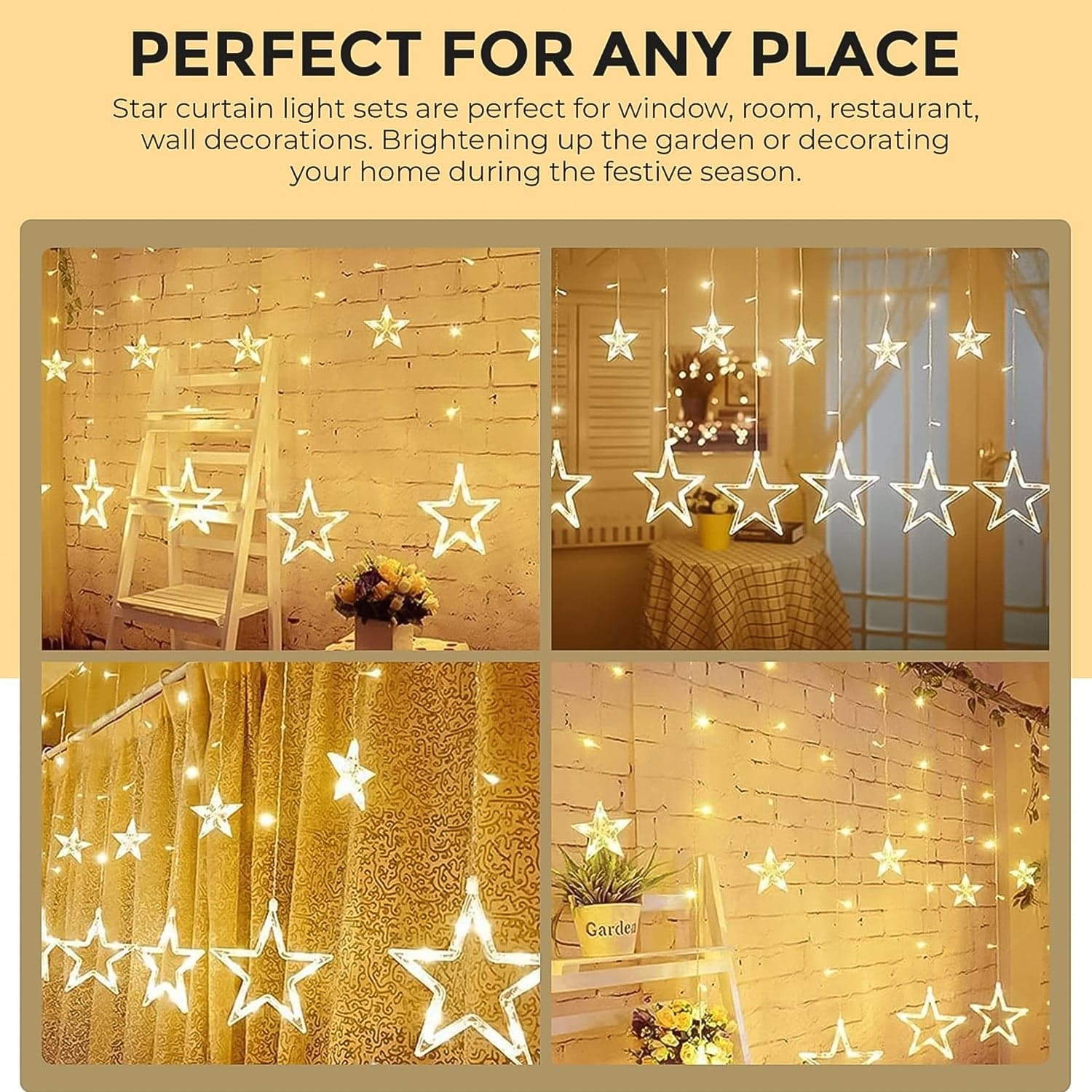 12 Stars Led Curtain String Lights With 8 Flashing Modes For Home Decoration ID-3385 thumbnail 6