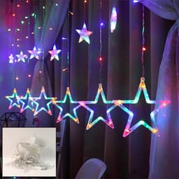 12 Stars Led Curtain String Lights With 8 Flashing Modes For Home Decoration ID-3386