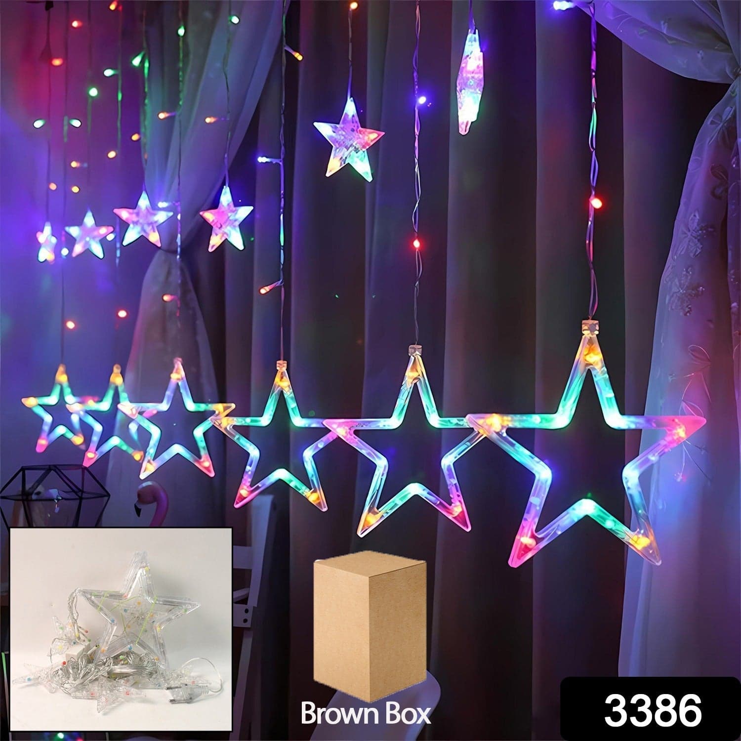 12 Stars Led Curtain String Lights With 8 Flashing Modes For Home Decoration ID-3386 thumbnail 2