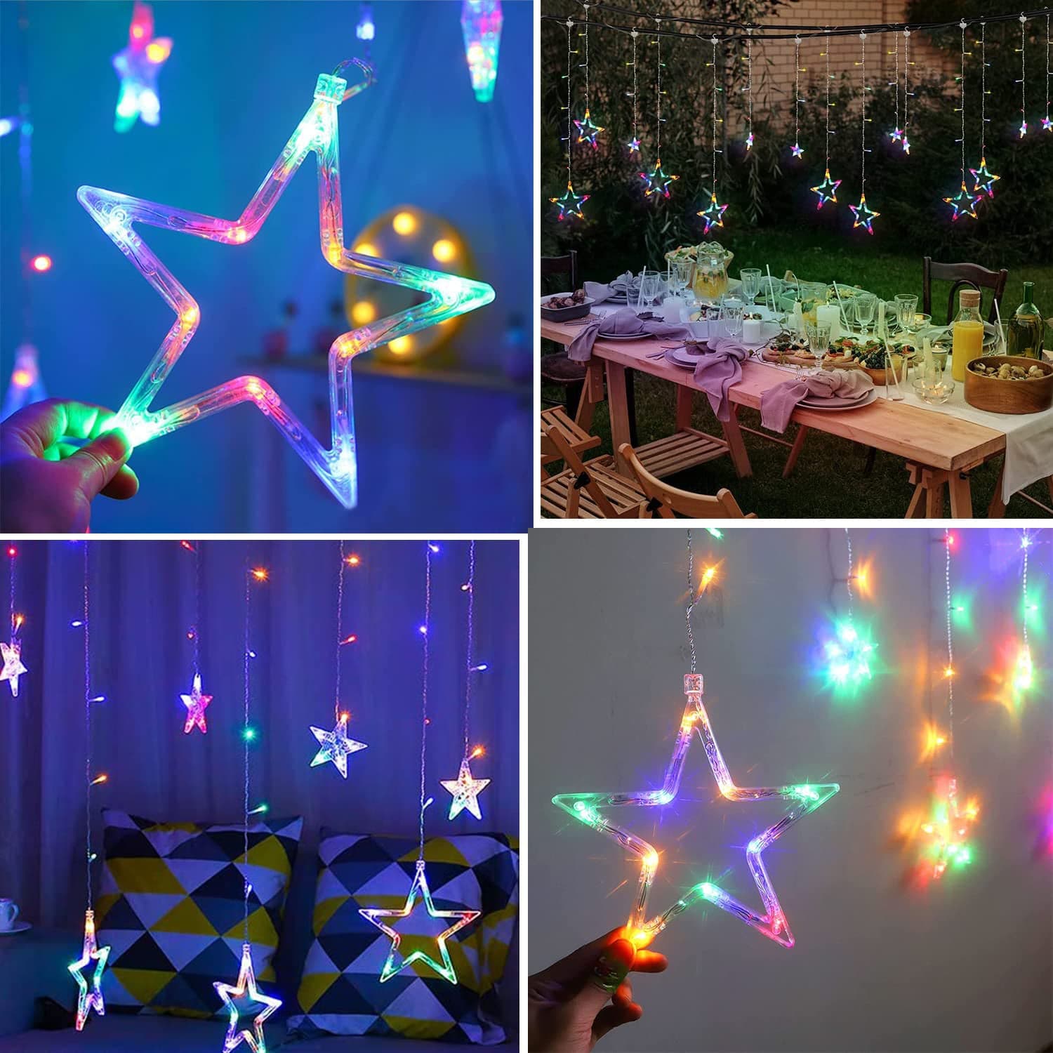 12 Stars Led Curtain String Lights With 8 Flashing Modes For Home Decoration ID-3386 thumbnail 7