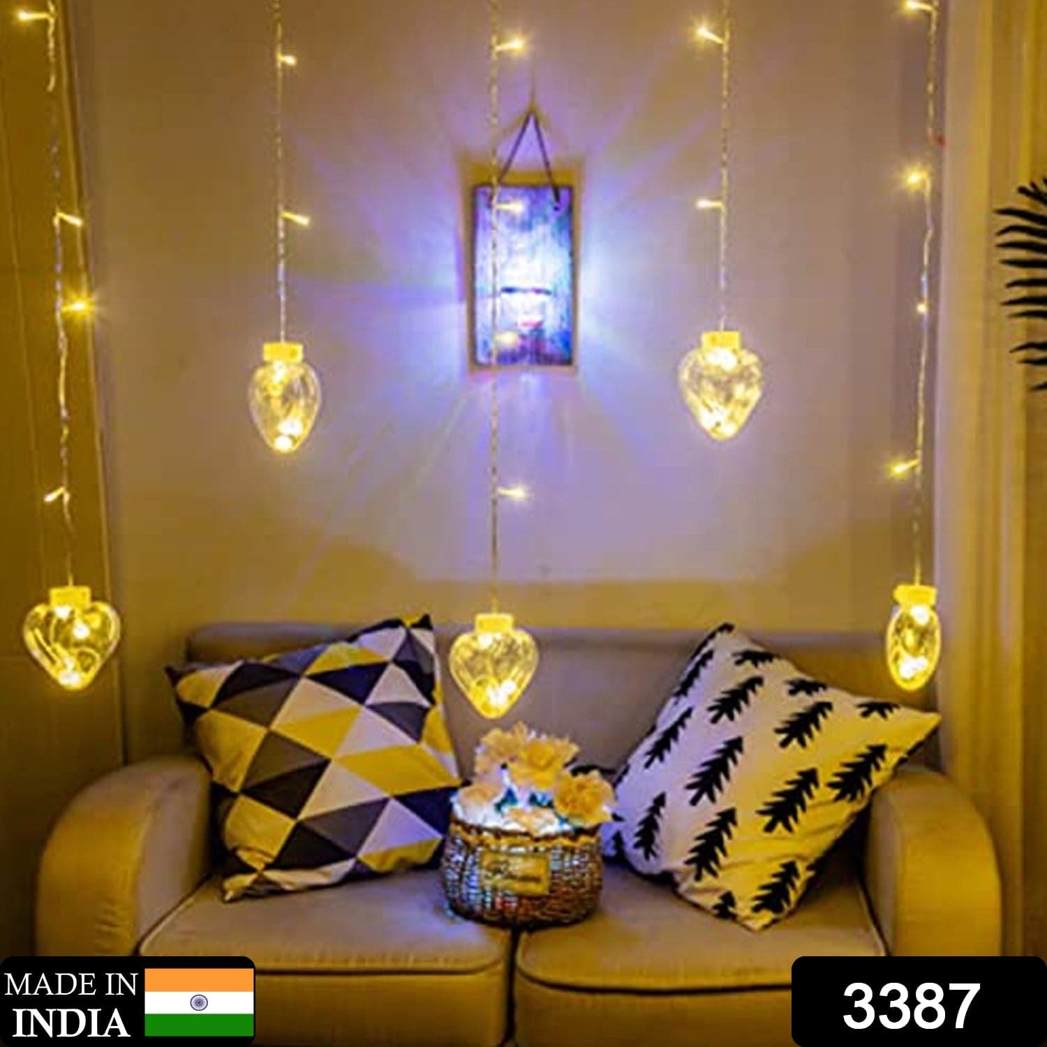 8 Feet 12 Wish Heart Ball String Led Lights With Color Box For Home Decoration ID-3387 thumbnail 2