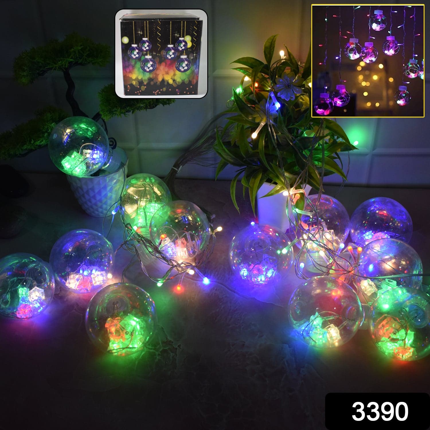 12 Wish Balls Window Curtain String Lights With 8 Flashing Modes Decoration For Home Decoration thumbnail 2