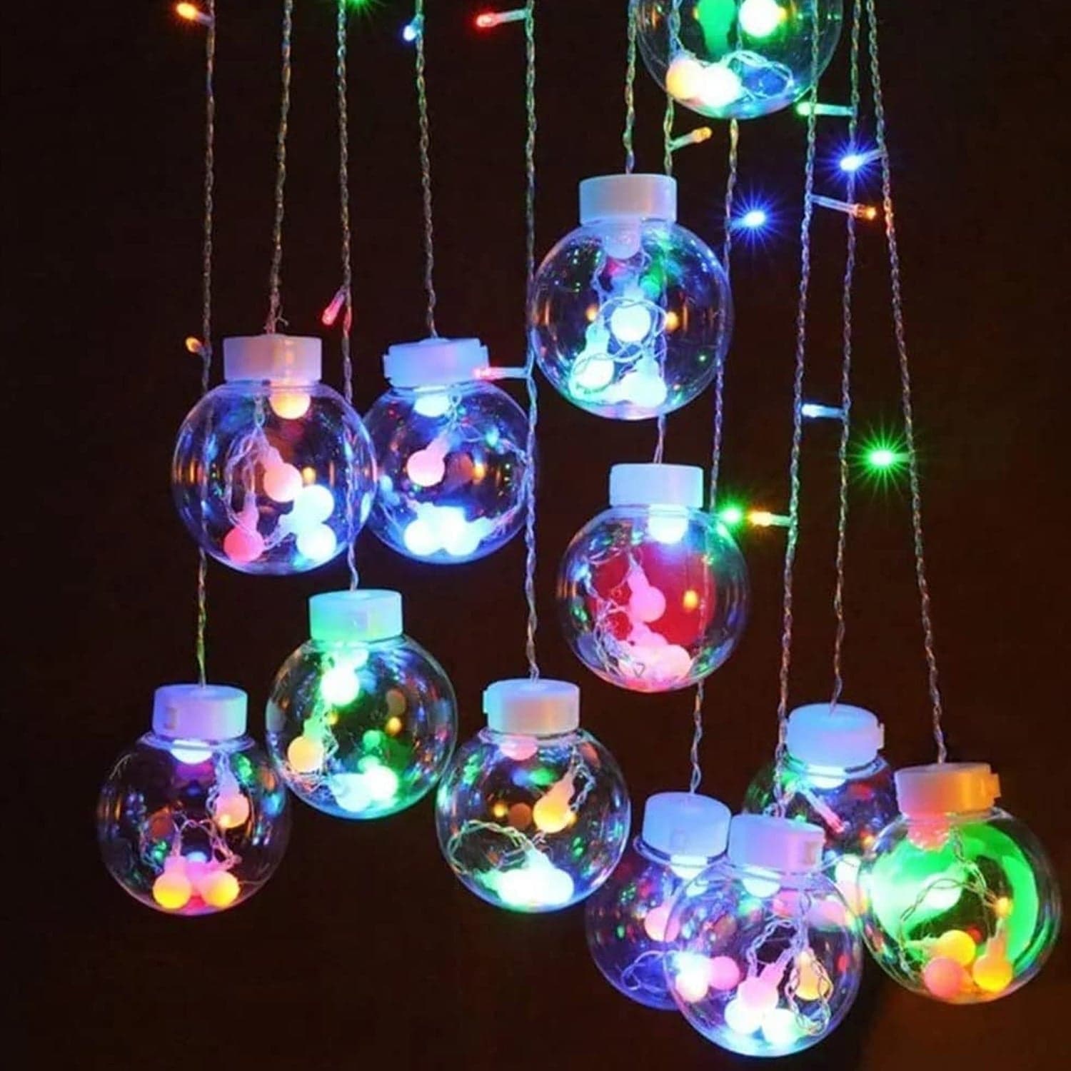 12 Wish Balls Window Curtain String Lights With 8 Flashing Modes Decoration For Home Decoration thumbnail 3