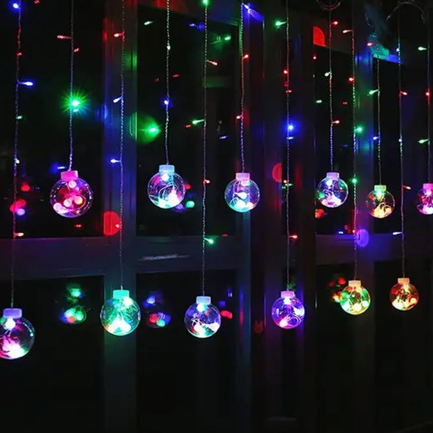 12 Wish Balls Window Curtain String Lights With 8 Flashing Modes Decoration For Home Decoration thumbnail 4