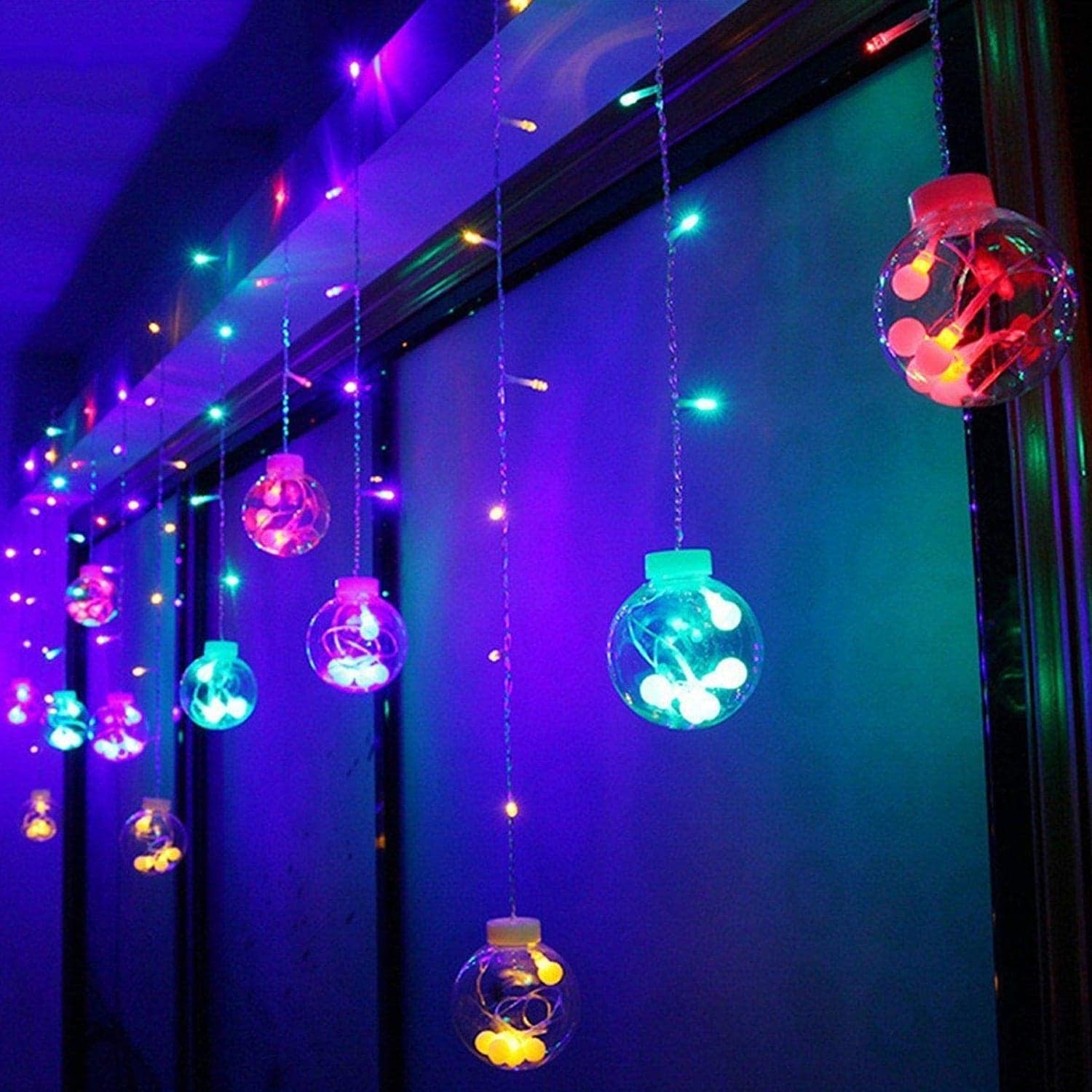 12 Wish Balls Window Curtain String Lights With 8 Flashing Modes Decoration For Home Decoration thumbnail 6