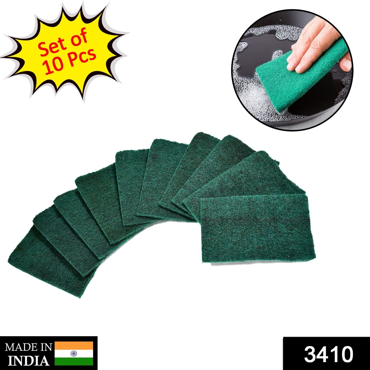 Scrub Sponge Cleaning Pads Aqua Green 10PCS thumbnail 2